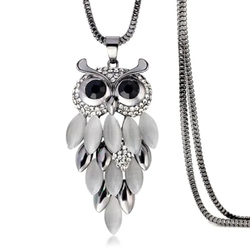 meberg Lange Halskette Damen Eurle Silber 74 cm Pullover-Kette Damenkette Tiere Damenschmuck Silberschmuck