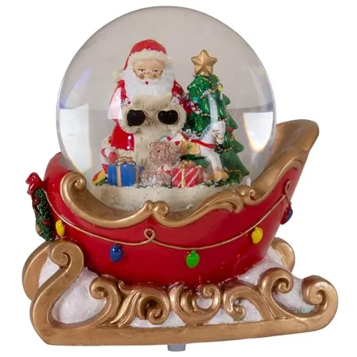 Christmas Paradise Schneekugel mit Spieluhr - 16cm Schlitten mit Weihnachtsmann - Weihnachtliche Schneekugel mit mechanischer Spieluhr, handgefertigt und ideal für festliche Dekoration. Verzaubert mit nostalgischem Design und spielt klassische Weihnachtsmelodien.