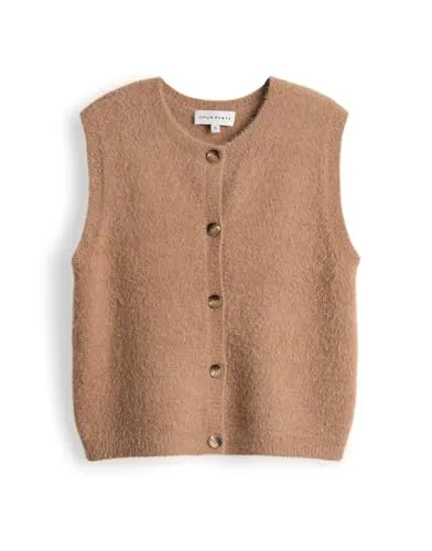 OPUS PANTS Damen Weste | PORAH Regular Strickweste im Alpaka Wollmix golden oak, 42