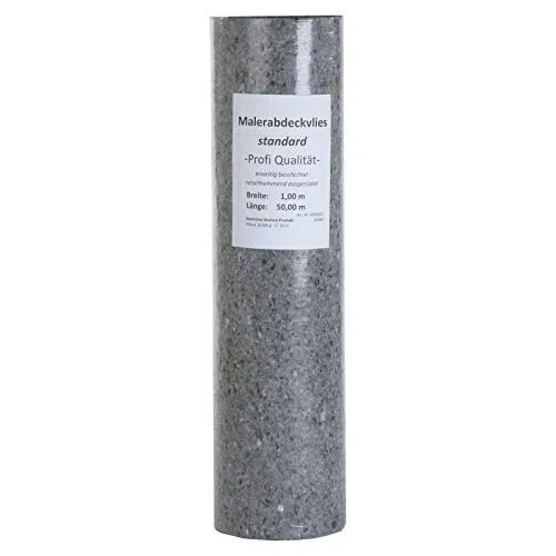 Profi Malervlies, 1m x 50m - Anti-Rutsch Abdeckvlies für Malerarbeiten - Tropftücher & Kunststofffolie, schweres Nadelvlies mit rutschhemmender Beschichtung, ideal zum Schutz empfindlicher Untergründe bei Maler- und Bodenlegerarbeiten.