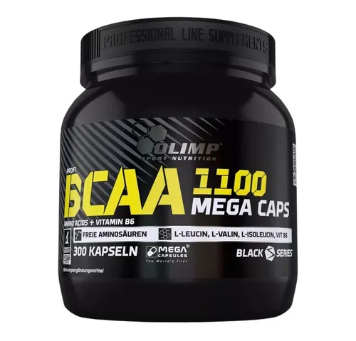 Olimp BCAA 1100 Mega Caps 300 Kapseln - Protein Shakes & Muskelaufbau, unterstützt den Muskelaufbau mit einer hohen Dosierung an BCAA und Vitamin B6, ideal nach dem Training.