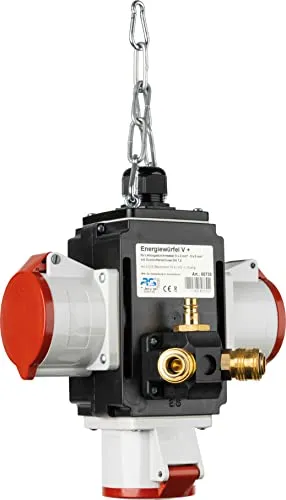 AS Schwabe CEE Hängeverteiler MIXO 60730 400V - Vielseitiger MIXO-Energiewürfel mit CEE-, Schutzkontakt-, Druckluft- und CAT-Dosen. Ideal für Werkstätten und Hobbyräume dank sicherer Kabeleinführung mit Schraubverschluss.