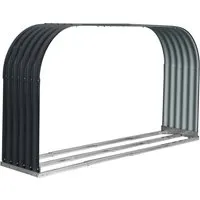 Westmann Kaminholzregal Stahl 111 cm x 212 cm Anthrazit - Aschesauger und Kaminholzregal in einem, aus korrosionsbeständigem Stahl mit wellenartigem Profil für optimale Stabilität und trockene Holzlagerung.