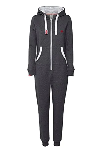 OXMO OXBenna Damen Overall Jogginganzug mit Kapuze - Jumpsuit für Damen, aus hochwertiger Baumwollmischung, super kuschelig und ideal für entspannte Abende auf der Couch.