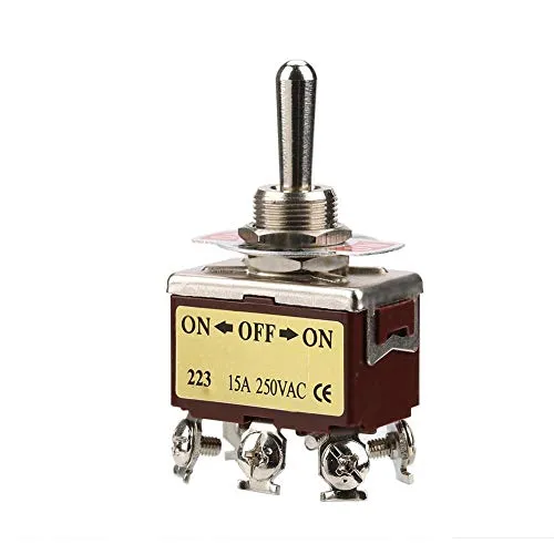 Kurzzeit Kippschalter, 15A 250V AC EIN-AUS-EIN 3 Stellung Kurzzeit Kippschalter, federbelastet mit 6-poligem 12-mm Tastendurchmesser