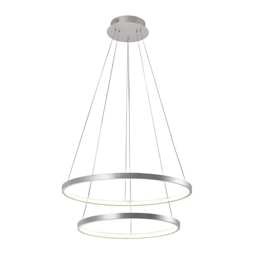 JUST LIGHT LED Pendelleuchte CIRCLE - Elegante Hängelampe in Silber mit fest integriertem LED, warmweißem Licht und 4828 Lumen - ideal für stilvolle Innenräume.