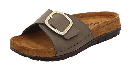 Rohde Hausschuhe Leder für Damen, Gr. 41, grün (olive) - Bequeme Pantoletten aus hochwertigem Leder mit verstellbarem Klettverschluss für individuellen Komfort und klassische Eleganz im Alltag.