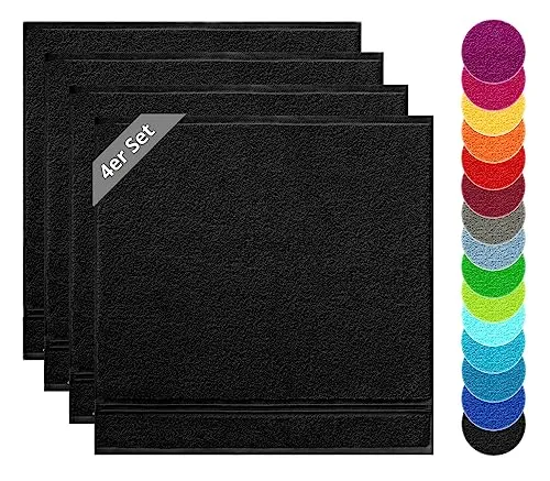 Lashuma 4er Set Frottee Geschirrtücher 50x50 cm, Linz in schwarz von Lashuma