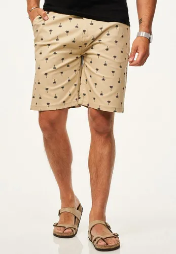 SOULSTAR Chinoshorts für Herren mit Palmenmuster & Gürtel im Regular-Fit Kurze Hose Sommer-Shorts Bermuda mit Stretchanteil beige W36