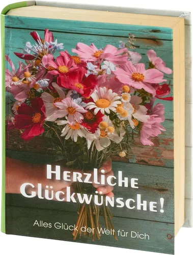 Geschenkschachtel in Buchoptik HERZLICHE GLÜCKWÜNSCHE für Geldgeschenke Geld