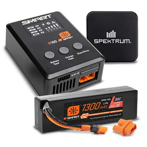 Spektrum SPMXPSS315I Smart Powerstage Bundle 1300mAh 3S 30C LiPoIC2 - S100 Lader - Sonstige: Komplettes RC-Paket mit Smart USB-C-Ladegerät, 1300mAh LiPo Akku und Adapter für höchste Leistung und Benutzerfreundlichkeit.