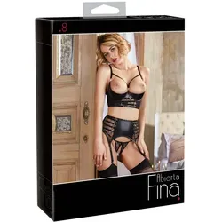 3-teiliges Hebe-Set mit Strapsgurt plus String ouvert – verführerisch von Abierta Fina