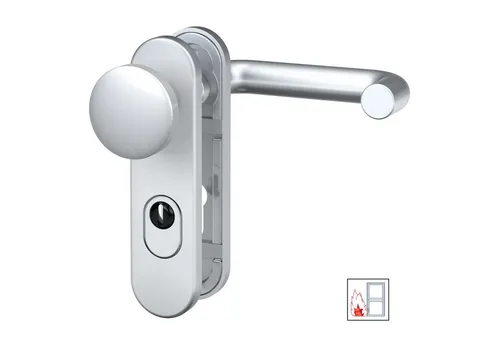 BASI Türbeschlag Wechsel-Garnitur, Feuerschutzbeschlag PZ 72/9 mm - Hochwertiger Feuerschutzbeschlag für Türstärken 44-66 mm, mit Zylinderabdeckung und modernem Design, ideal für Brandschutztüren und einfache Montage.