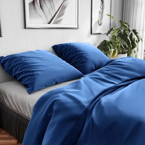 Wolkenfeld Kissenbezug 40 x 80 – 100% Baumwolle – mit verdecktem Reißverschluss – Atmungsaktive Kissenhülle, Hautfreundlich & Pflegeleicht – Oeko-TEX Zertifiziert – Marine Blau