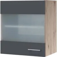 Flex Well Hängeschrank Tiago 50 x 32 x 54,8 cm - Küchenschrank mit eleganter Glastür in basaltgrau matt, ideal für stilvolle Aufbewahrung und Platzersparnis in Ihrer Küche.