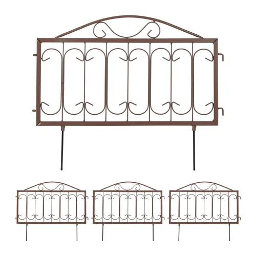 Beetzaun Beeteinfassung Zierzaun antik Metall 4 Teile - Kanteneinfassungen aus frostbeständigem Eisen im antiken Stil, ideal für eine stilvolle Gartenumrandung. Einfache Montage und langlebige Qualität.