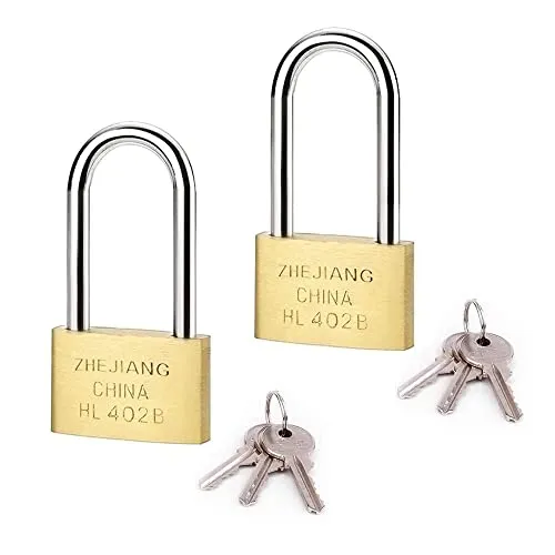 Lahviuu Vorhängeschloss, 2 Stück, Gleichschließend, Messing, Gold, für Reisen, Schule, Fitnessraum, Schließfach, Koffer, Gepäck