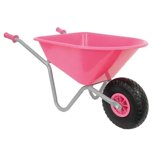 Matrix Kinderschubkarre hohe Qualität 40kg Schubkarre Kinder rosa pink Garten Spielzeug Vollgummirad | Kinder ab 3 | belastbar bis 40kg | leicht, sicher & stabil | einteiliger Rahmen | 20l Mulde