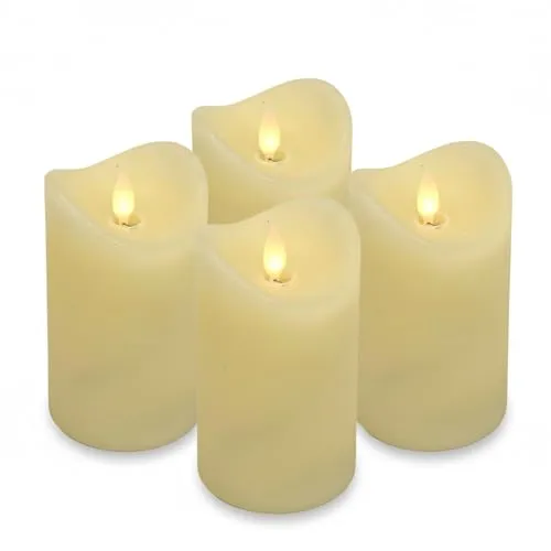 ToCi LED-Kerze 4er Set Echtwachs-Kerzen mit Timer - Kerzen-Set aus Echtwachs, mit Timer-Funktion für stimmungsvolle Beleuchtung ohne Brandgefahr, ideal für gemütliche Abende.