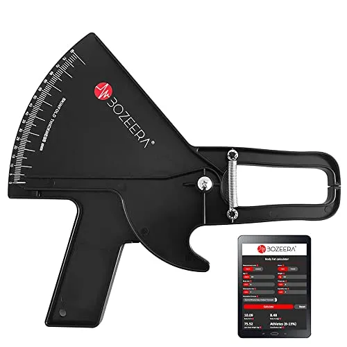 BOZEERA Caliper Körperfettzange PRO – Professionelles Körperfettmessgerät - Körperfettmessgeräte mit GRATIS Software und Video-Anleitung für exakte Messungen Ihres Körperfettanteils – ideal für Fitnessbewusste.