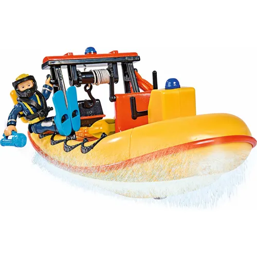Simba Sam Neptune Boat incl. Figurine - Spielfahrzeuge, verwandelt jedes kleine Gewässer in ein großes Abenteuer mit dem Feuerwehrmann Sam Rettungsboot für spannende Rettungseinsätze.