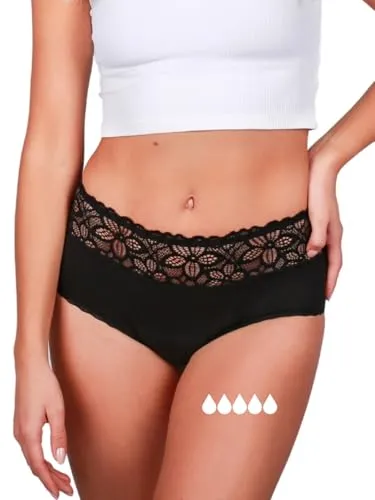 Taynie Deluxe extra stark Periodenunterwäsche - Menstruationsslip für starke Blutung - Panties & Hipsters für Damen, ersetzt bis zu 4 Tampons, waschbar bis 60°C und bietet bis zu 12 Stunden Schutz für ein sicheres und angenehmes Tragegefühl.