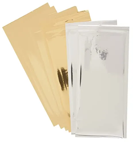 CREARTEC Metallic-Transferfolie 6 Stk. Transfer-Folie 10.0 cm x 22.0 cm Kunststoff Ganzjährig Ideal für Bastelprojekte und Dekorationen 4 x Gold, 2 x Silber