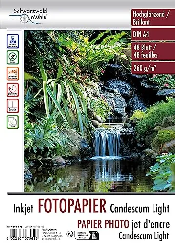 Schwarzwald Mühle Inkjetpapier: 48 Bl. Fotopapier 'Candescum' 2-seitig Glossy (Inkjet-Fotopapier A4, A4-Foto-Druckerpapier, Fotodrucker)