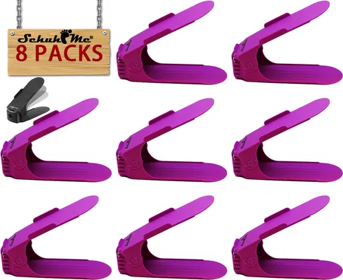 SchuhMe® Verstellbarer Regal Schuhstapler Schuhhalter Schuhaufbewahrung LILA 8 x