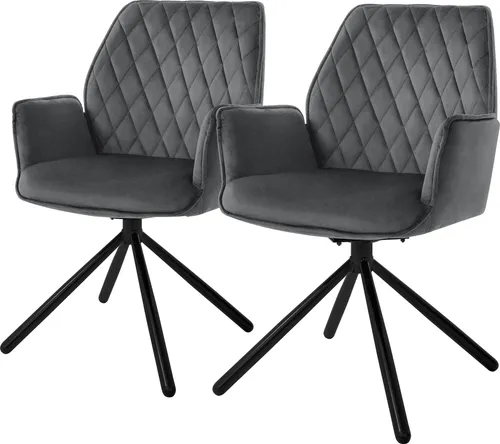 ML-DESIGN Polsterstuhl mit Drehfunktion und Armlehne - Ergonomischer Polsterstuhl mit 180° Drehfunktion und weichem Samtbezug – ideal für stilvolle Esszimmer und Wohnräume!