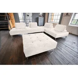 KAWOLA Sofa WIOLO Ecksofa velvet mit Hocker cremeweiß in weiß von KAWOLA