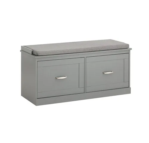 SoBuy Schuhbank FSR131 - Praktische Sitzbank mit Stauraum - Dielenbank mit 2 Einlegeböden aus MDF in hellgrau, ideal für Eingangsbereiche und bietet zusätzlichen Stauraum für Schuhe.