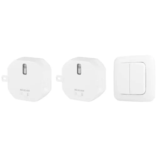 Smartwares SH4-99562 Funk-Schalter mit Fernbedienung - Smart Home (Haussteuerungen) - 2-Kanal-Funkwandschalter, ideal für die Steuerung von Deckenleuchten bis 1000 W, kompatibel mit der BASIC-Serie für mehr Komfort.