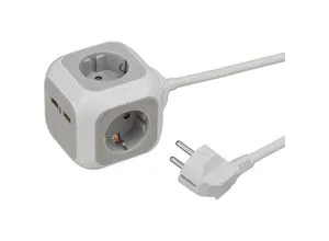 Brennenstuhl Steckdosenblock ALEA-Power mit USB-Charger, 4fach, mit USB-Ladefunktion, weiß / lichtgrau