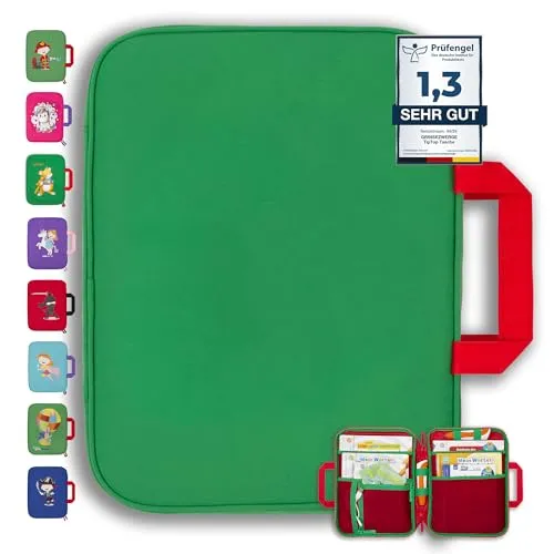 GRINSEZWERGE Tasche für TipToi in Grün I Aufbewahrung für TipToi Stift, Bücher & Zubehör I Kinder Tablet Tasche I Tragetasche für Edurino Figuren