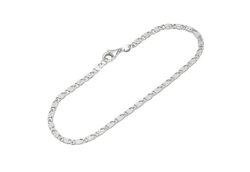 NKlaus 26cm Fußkette aus 925 Silber - Elegante S Panzerkette - Fußkettchen für Damen aus 925 Sterlingsilber mit diamantierter S Panzerkette, 26cm lang und 2,4mm breit - ein stilvolles Accessoire für jeden Anlass.
