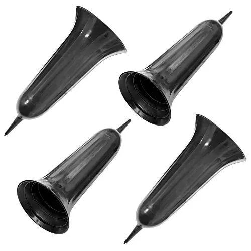 4er Set Grabvase Kunststoff Schwarz Grabschmuck Friedhofsvase mit Erdspieß Friedhof Blumenvase Grabdekoration Grab Vase Grabsteckvase