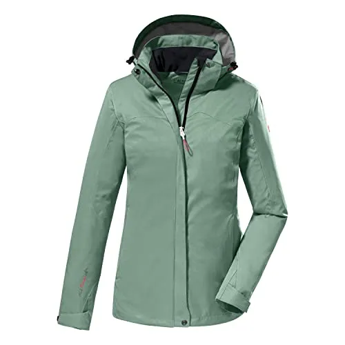 killtec Damen Funktionsjacke KOS 133 KG - 100% wasserdicht - Funktionsjacke in Kurzgröße mit abzippbarer Kapuze, 10.000 mm Wassersäule und umweltfreundlich PFC-frei – perfekt für Outdoor-Abenteuer.
