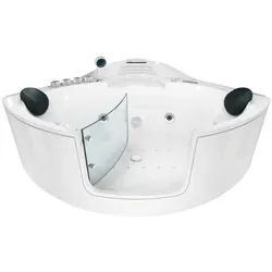 Whirlpool Pool Badewanne W60H-TH-SC 140x140cm mit Tür - Sanitäranlagen & Zubehör: Hochwertiger Whirlpool mit aktiver Schlauchreinigung, 14 Düsen für Wassermassage und energieeffizienter Heizung für entspannende Wellnessmomente.