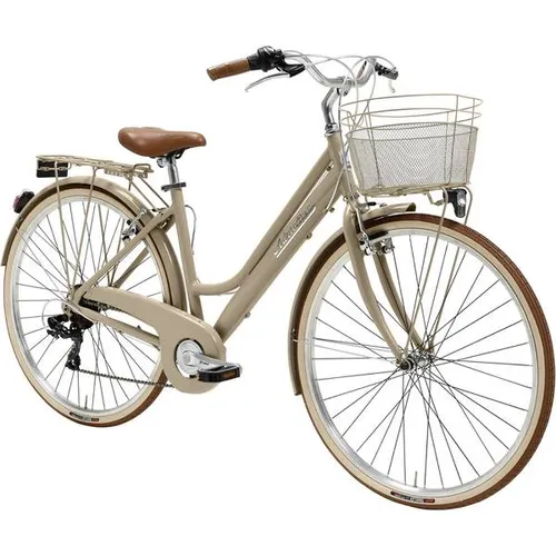 Adriatica Cityfahrrad 28 Zoll RETRO Lady braun - Fahrräder im Retro-Stil, komfortabel mit praktischem Korb für Einkäufe und kleine Touren in der Stadt.