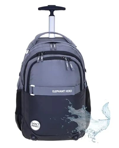 Elephant Trolley Jungen Mädchen Schultrolley Hero Signature Schulranzen Trolly Rucksack (Color Block Schwarz Athrazit 13048)