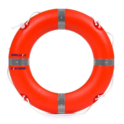 Sport-Thieme Rettungsring Solas | EN-Norm 14144 | Wassersport & Sportschifffahrt | Griffleine, Reflexstreifen | 45 cm Innen, 75 cm Außen | 14,5 dnN | 2,5 kg