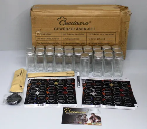 Cucinaria Gewürzgläser-Set ca. 4x10cm 24x Gewürzgläser, 1x Reinigungsbürste