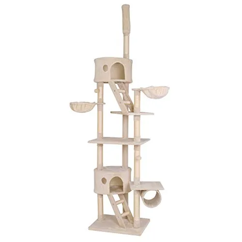lionto Kratzbaum XXL für Katzen - Aktivitätskratzbaum mit 230-250 cm Höhe, ideal für kleine & große Katzen. Ausgestattet mit Plüschbällen, Hängematten und viel Sisal für optimale Krallenpflege und Spielspaß.