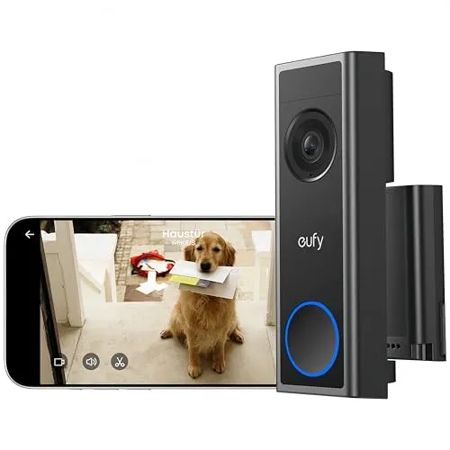 eufy Video Türklingel mit Kamera C31 - Video-Türklingel mit 2K FHD Auflösung, Nachtsicht und flexiblem Akku/Kabel-Betrieb für 24/7 Sicherheit und Echtzeit-Videoanrufe.