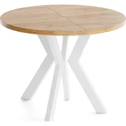 Runder Esstisch Ausziehbar 100-300 cm XXL Groß – Verlängerbar, für 5-14 Personen mit Weißen Holzbeinen – Tisch für Wohnzimmer & Esszimmer ... - Braun