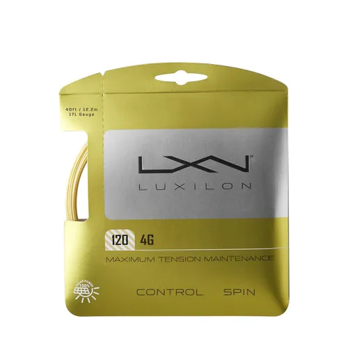 Luxilon 4G Tennissaite 1.20 - Gold 12m Set - Erlebe herausragende Spielbarkeit mit der Luxilon 4G Tennissaite. Entwickelt für maximale Haltbarkeit und Kontrolle – ideal für ambitionierte Spieler, die ihre Leistung steigern möchten.