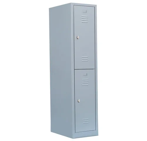Steelboxx Spind 2 Fächer grau 180x41,5x50cm - Büroschränke mit komplett verschweißter Stahlkonstruktion, ideal für langlebige Nutzung. Keine Montage erforderlich, sofort einsatzbereit!