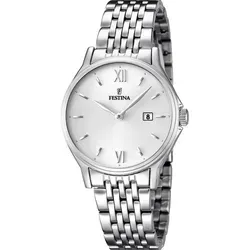 Festina Damen-Armbanduhr ACERO CLASICO - Elegante Analog Quarz Uhr aus Edelstahl, wasserdicht bis 5 ATM mit praktischer Datumsanzeige, ideal für jeden Anlass.
