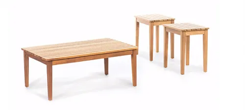 Moderner Couchtisch aus Holz für Ihre Terrasse - Eleganter Couchtisch in Beige, ideal für Terrasse oder Balkon. Mit einer Breite von 70 cm und einer Länge von 110 cm sorgt er für stilvolle Akzente im Außenbereich.